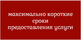 максимально короткие сроки предоставления услуги